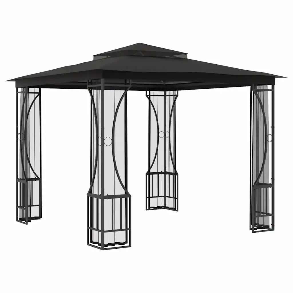 Gazebo | Pergolato con Rete 300x300x265 cm Antracite
