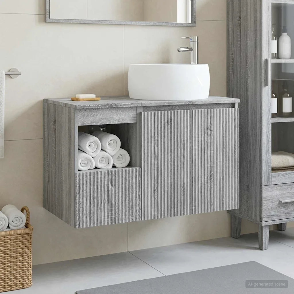 Set di mobili per il bagno 2 pz Sonoma grigio 3404100