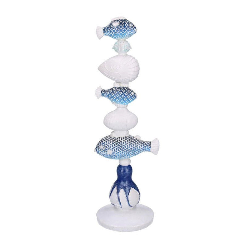 Decorazione mare resina bianco azzurro blu cm 14x13,5h45,5