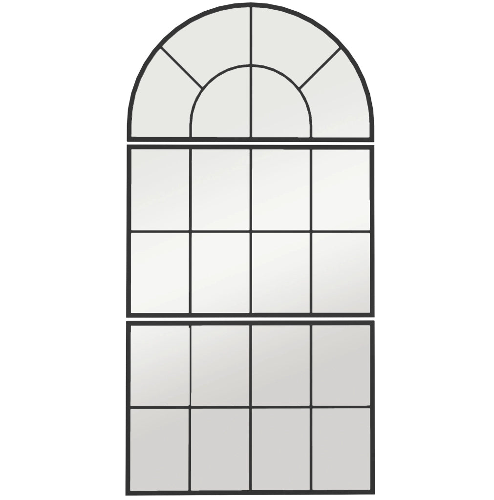 Specchio da parete ULEVR a 3 pannelli ad arco con cornice in metallo nero, 76x96 cm