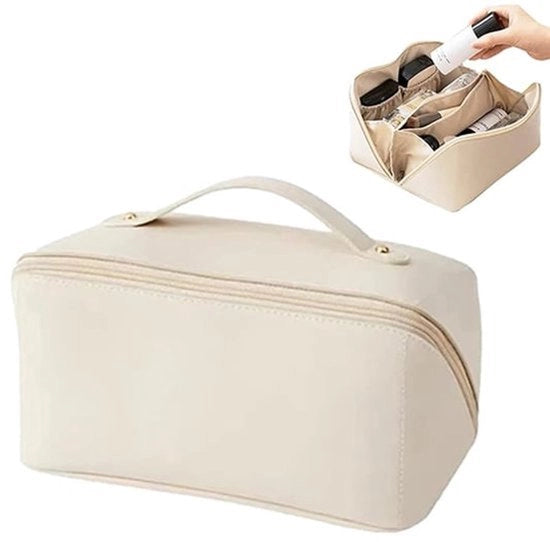 Borsa per la toilette delle donne - Impermeabile borsa per il trucco da viaggio - con maniglia di separazione - Grande capacità - Borsa per il trucco e gli articoli da toeletta delle donne
