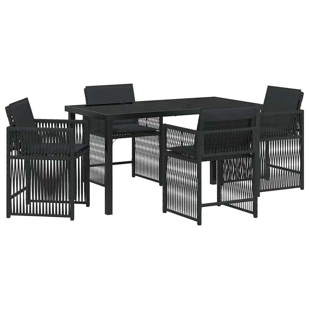 Set da Pranzo per Giardino 5 pcs Nero polyrattan 3380774