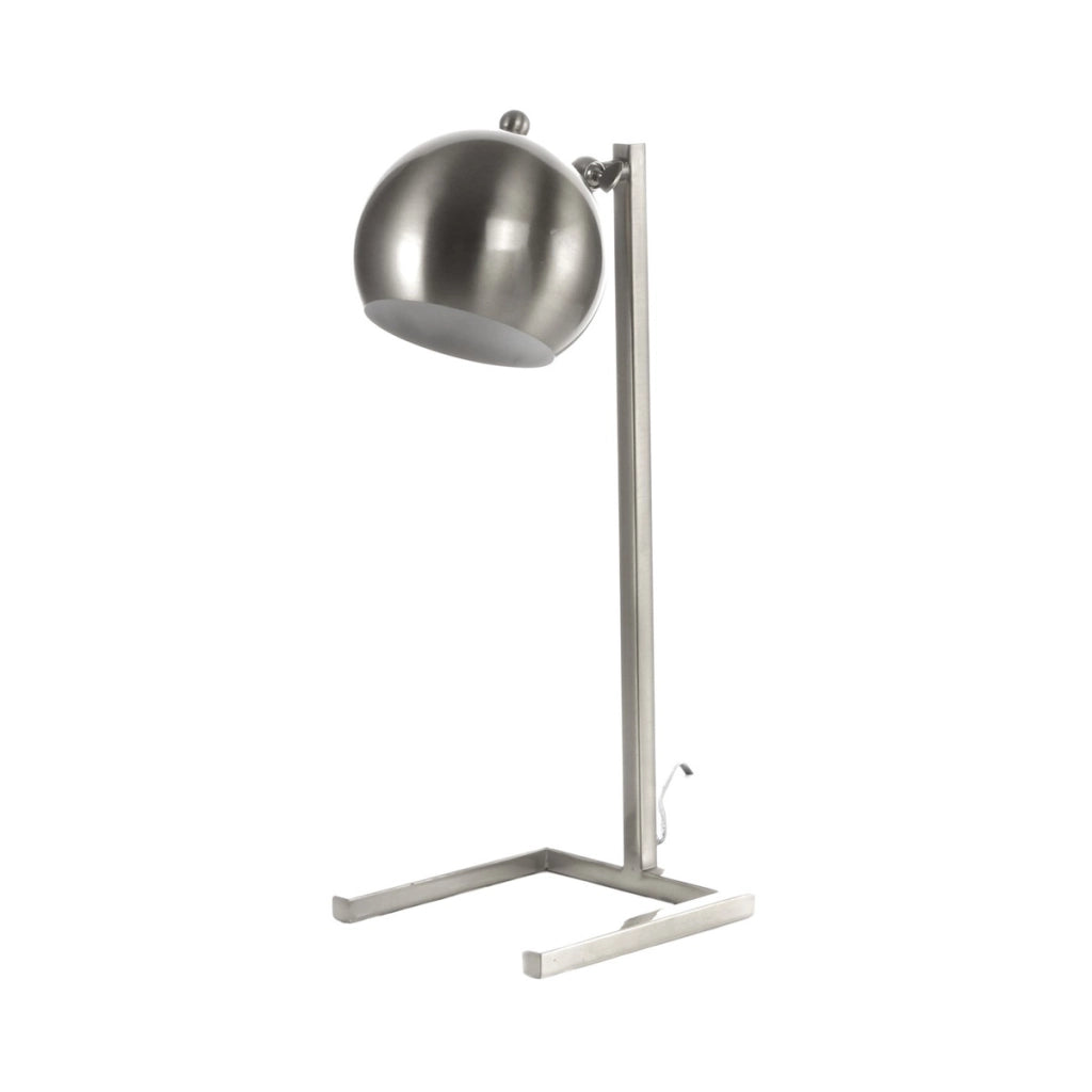 Lampada da tavolo Bruna in metallo argento satinato