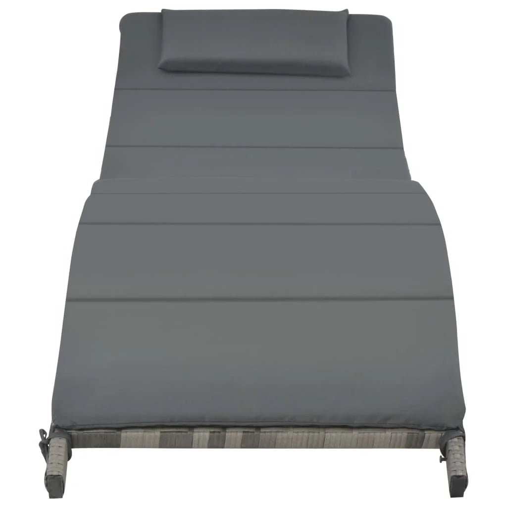 Set di 3 lettini prendisole pieghevoli resina intrecciata grigia 02_0011994