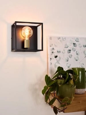 Applique Lucide Ruben in metallo nero/oro E27 40W IP20 22cm