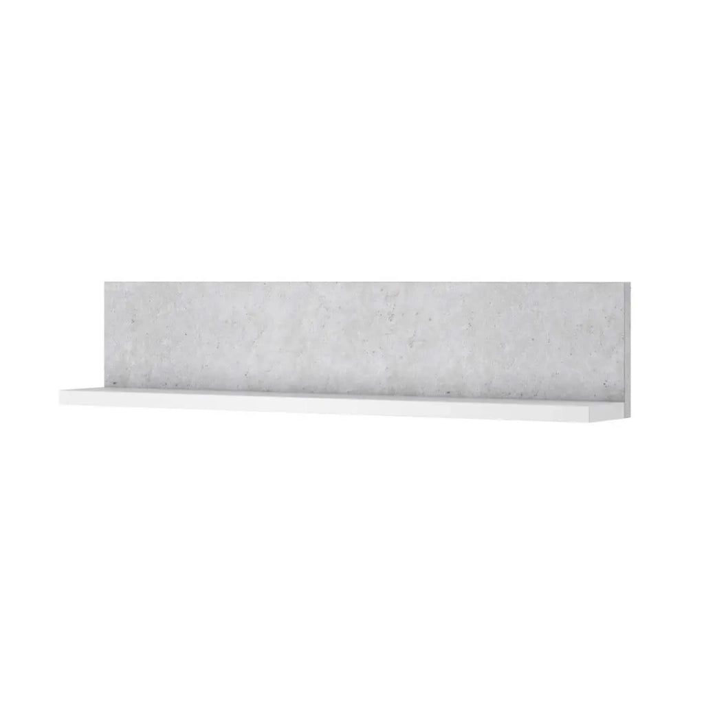 Scaffale da muro design 150 cm colore bianco e grigio effetto cemento – Collezione BERGAMO