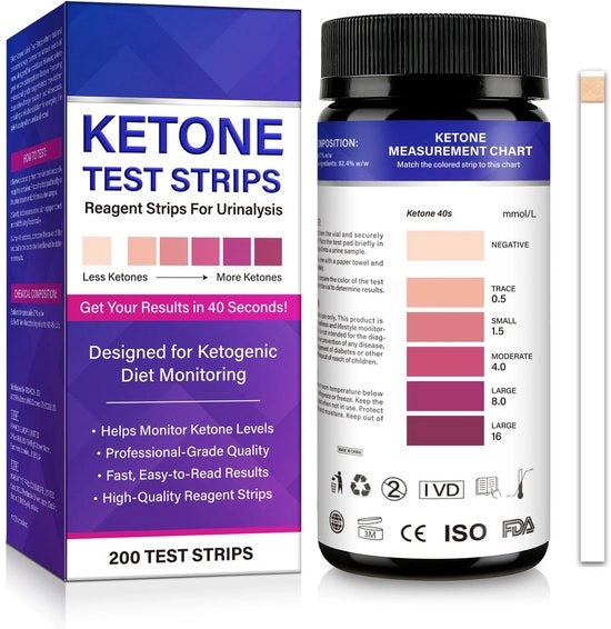 Strisce di Test per Autocontrollo del Livello di Ketone - Risultati Veloci in 40 Secondi