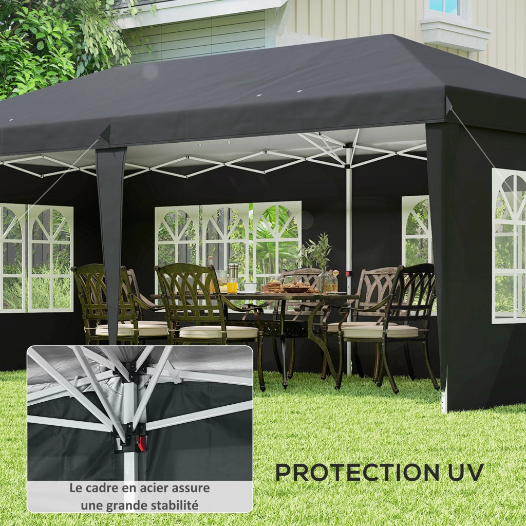 Tendone da giardino pieghevole 3x6 m ¨C zephmum ¨C nero