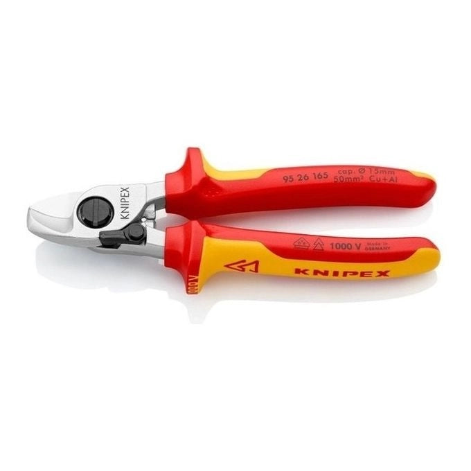 Knipex 95 26 165 Cesoia per Cavi con Molla di Apertura Isolata VDE 1000V 165 mm Cu Al fino a 50 mm² colore Rosso Giallo