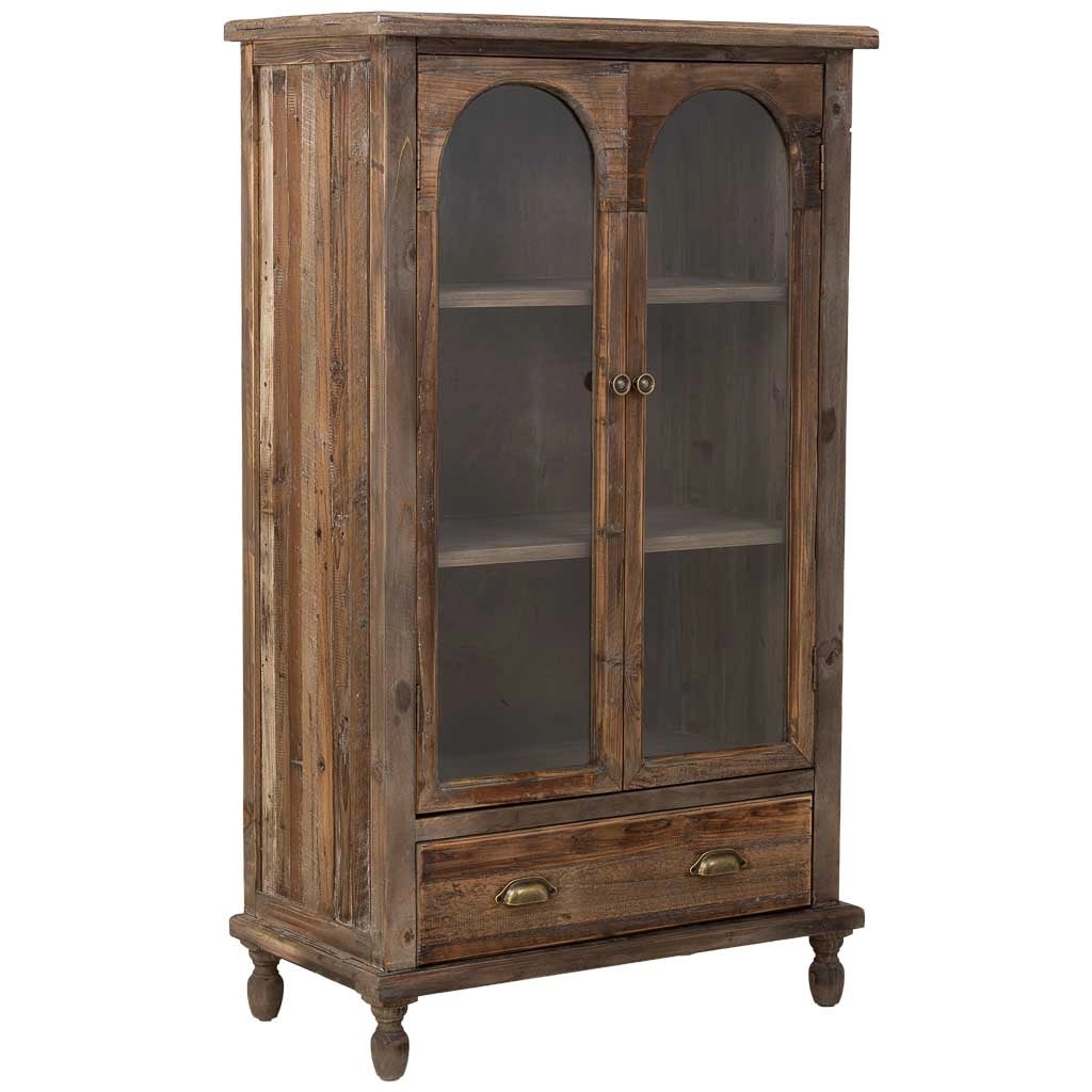 Vetrina in legno con 2 ante e 1 cassetto 80x42x138
