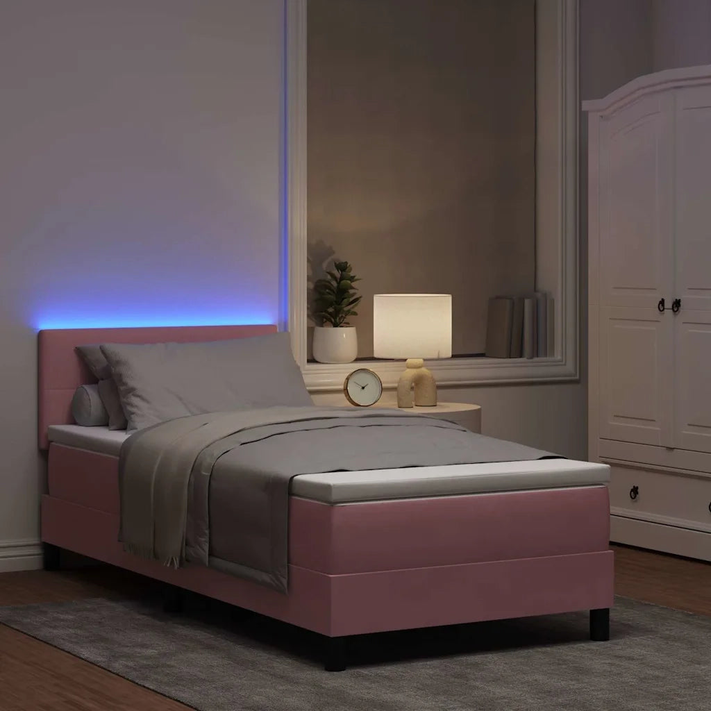 Letto a Sorgente LED con materasso Rosa 80 x 200 cm Velluto 3342619