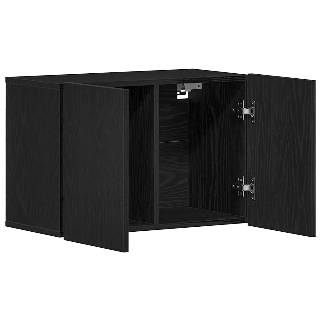 vidaXL Mobile TV Rovere Nero 60x30x41 cm in Legno Massello