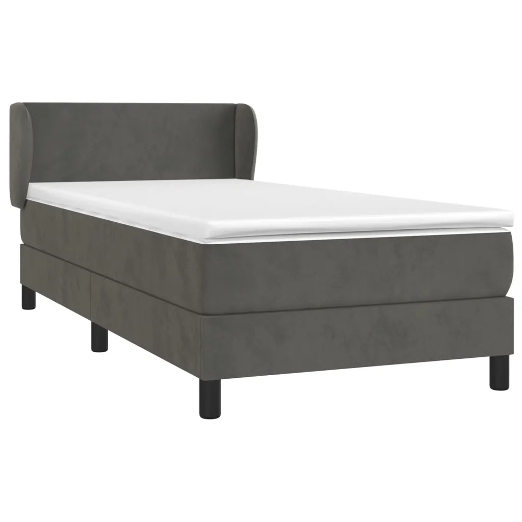 Giroletto a Molle con Materasso Grigio Scuro 90x190 cm Vellutocod mxl 74100