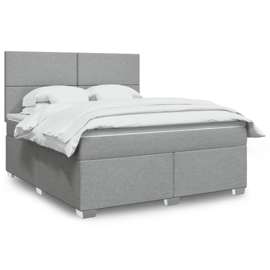 Giroletto a Molle con Materasso Grigio Chiaro180x200 cm Tessuto