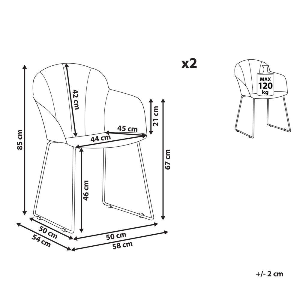 Set di 2 sedie da pranzo in materiale sintetico Nero gambe in metallo Nero formate con schienale moderno soggiorno