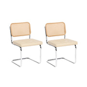 Set di 2 sedie da pranzo in ecopelle beige chiaro con base a sbalzo in metallo stile vintage retrò