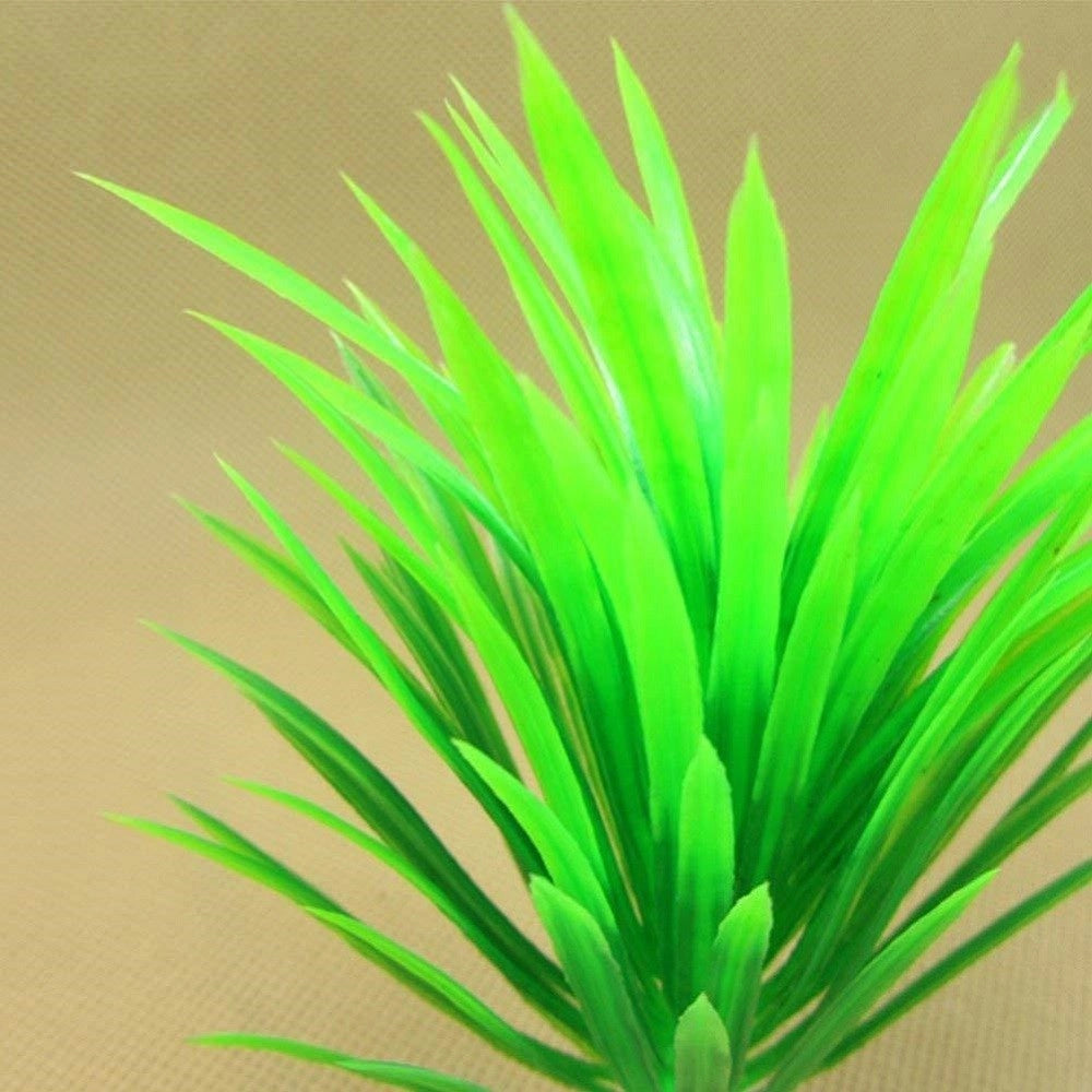 Trade Shop - Pianta Piantina Artificiale Per Acquario Piante Finte Plastica Verde A Punta -