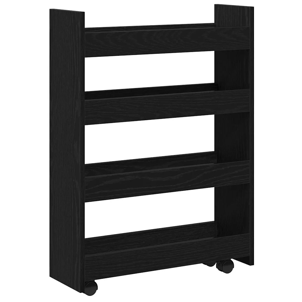 vidaXL Carrello di Stoccaggio Stretto Rovere Nero 60 x 20 x 82 cm