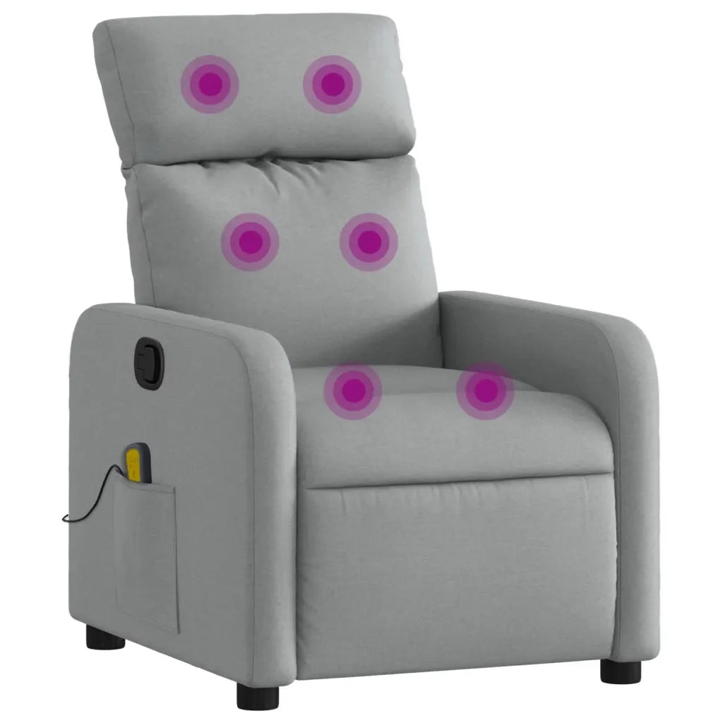Poltrona Massaggiante | Sedia Relax Reclinabile Grigio Chiaro in Tessuto