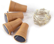 Lanterna da Parete a LED 10 con Batteria Solare, Riscaldamento a Stringa con Bottiglioni in Cuoio (Bianco Caldo)