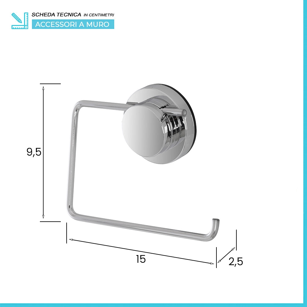 Set accessori a muro 4 pezzi in acciaio fissaggio con ventosa  Dinamik