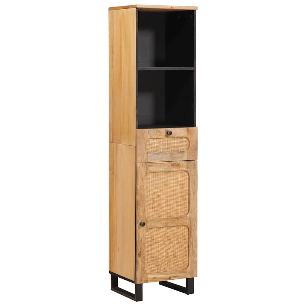 Mobiletto da bagno moderno con ripiano portaoggetti 38 x 33 x 160 cm in legno di mango marrone 02_0057796
