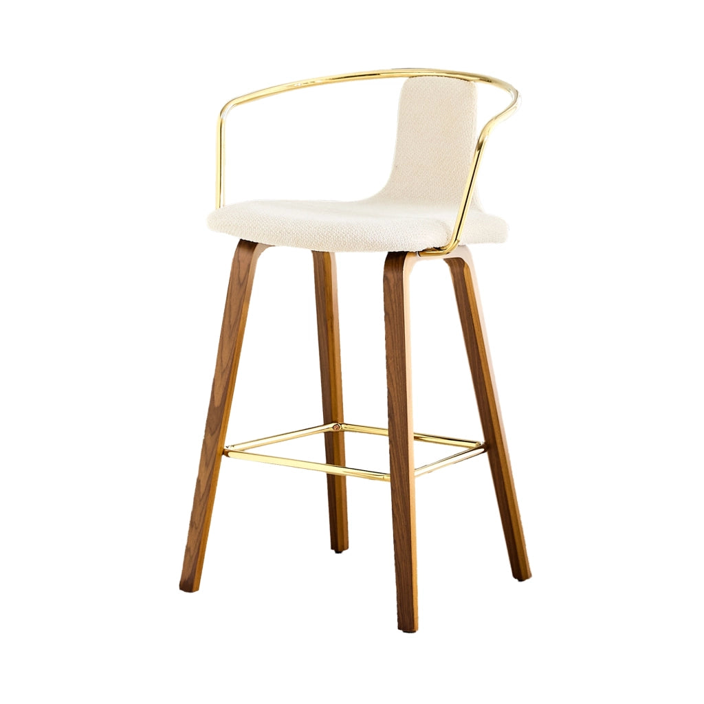 SGABELLO DA BAR Set da 2 pezzi con braccioli, bianco, legno