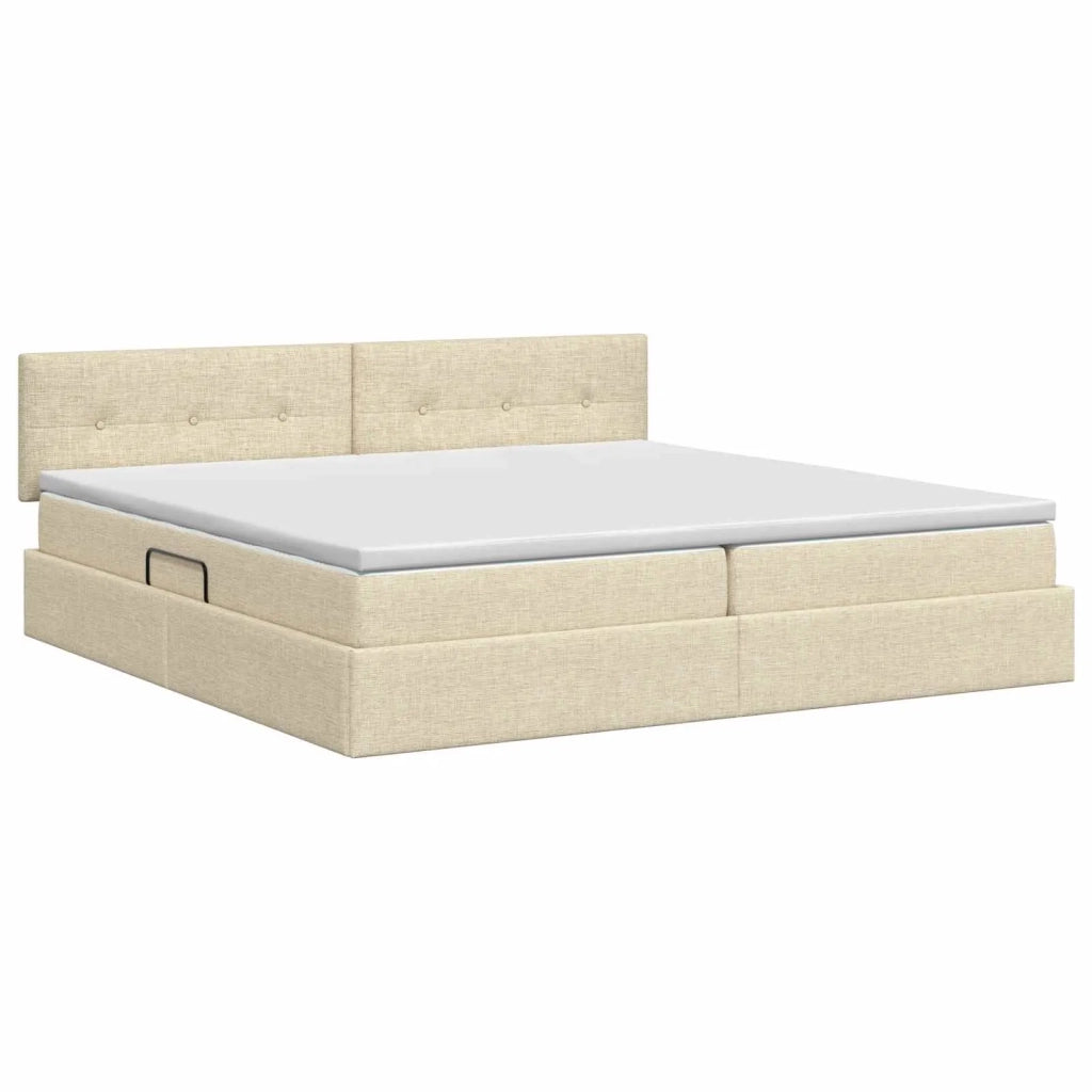 Letto con contenitore e materasso Crema 200 x 200 cm Velluto 3458647