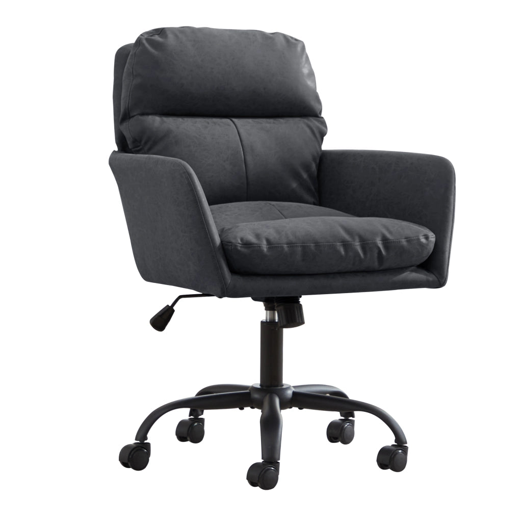 SEDIA Ufficio in PU Nero, con struttura in metallo e imbottitura ergonomica