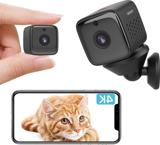 Cassa Segreta 4K FHD Mini Camera WiFi - Protezione Animale - Batteria 1000mAh - Visione Notturna IR Automatica - Allarme Movimento - Archiviazione Cloud/TF - Installazione Facile - 2.4G