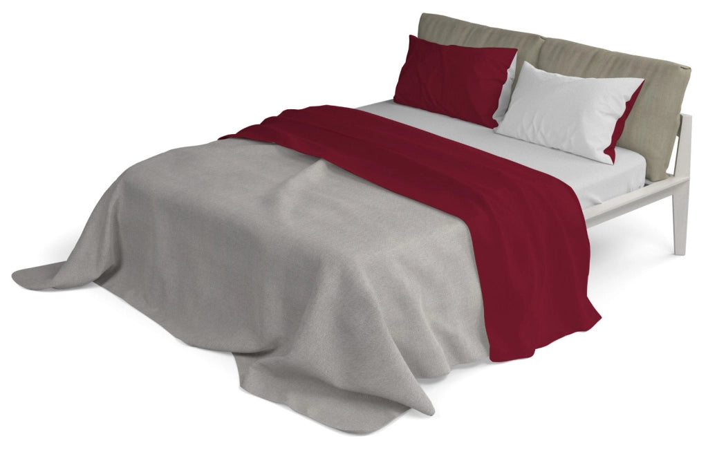 Set Lenzuola Singolo Sopra Sotto e Federe Doubleface Bordeaux/Grigio Chiaro