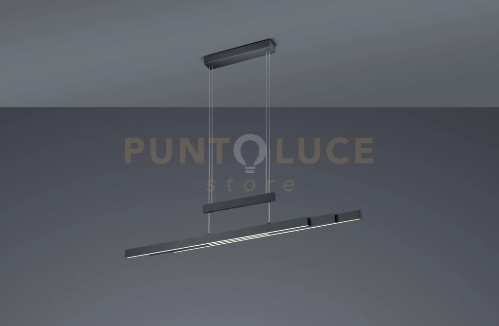 TRAJAN SOSPENSIONE LED 45W 5300lm, 2700K - 5000K NERA ALLUNGABILE ESTENSIBILE INTENSITA' DIMMERABILE LUCE CALDA E FREDDA A BI-EMISSIONE L. 150CM