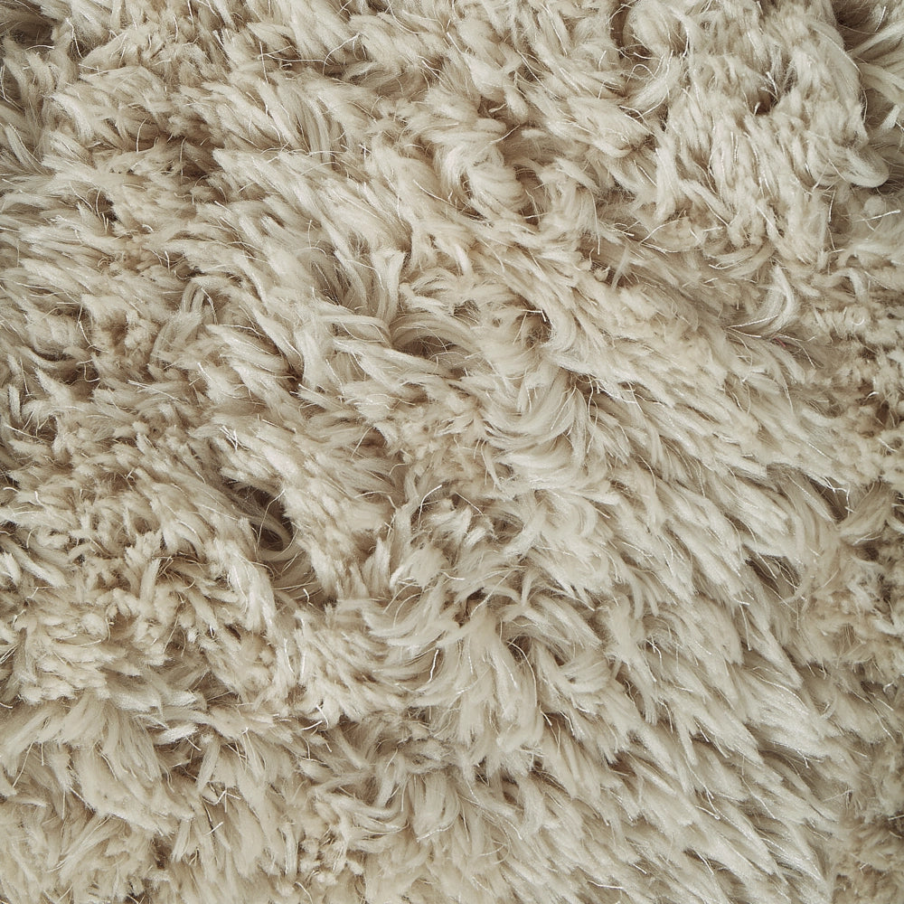 Tappeto Shaggy Tappeto a pelo lungo Solido Beige Poliestere Rotondo 140 cm
