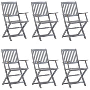Sedie da Giardino Pieghevoli 6pz con Cuscini in Massello Acacia 3065418