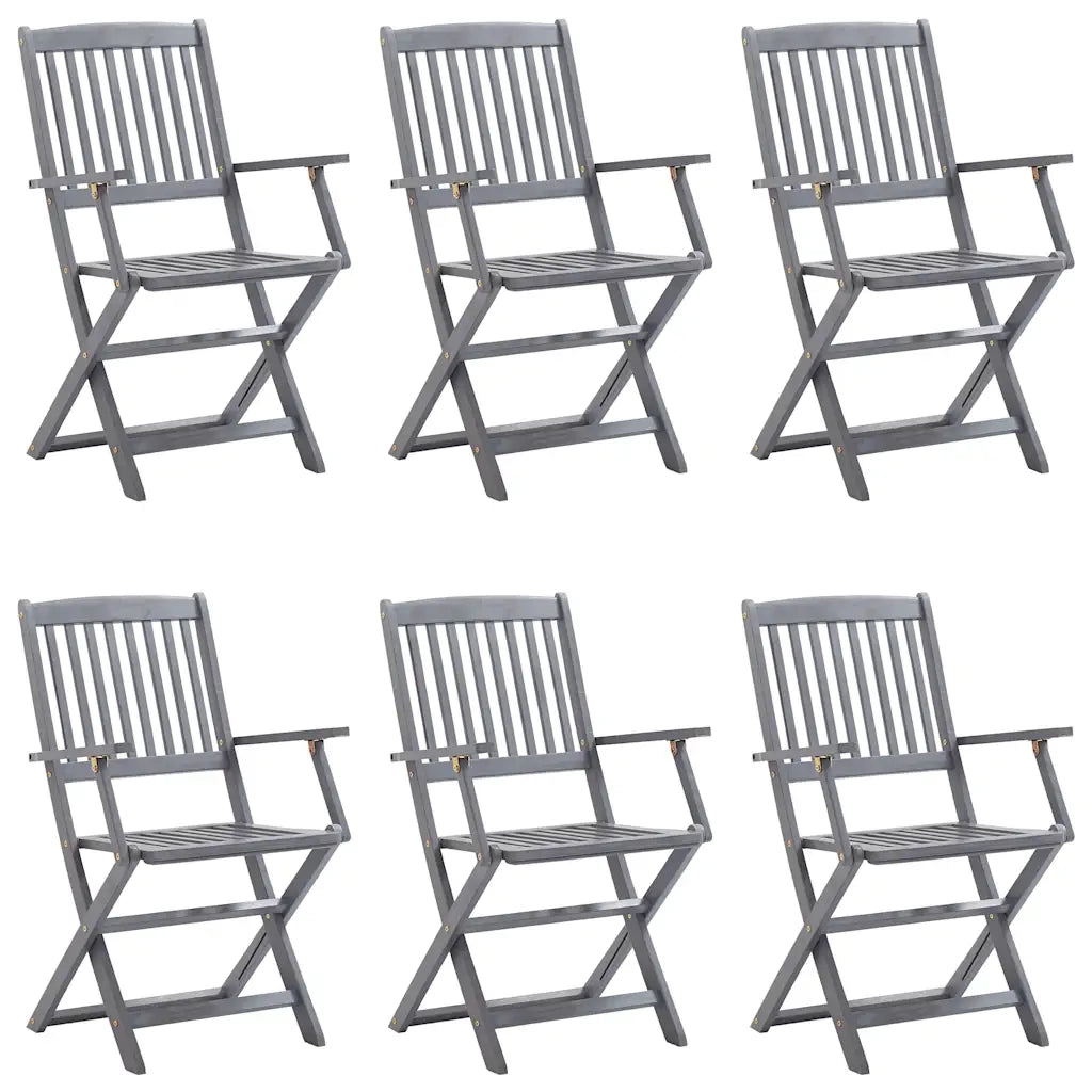 Sedie da Giardino Pieghevoli 6pz con Cuscini in Massello Acacia 3065418