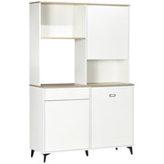 EasyComfort Dispensa Cucina in Truciolato e MDF con Ripiani Aperti, Armadietti e Cassetto, 119x41x180 cm, Bianco