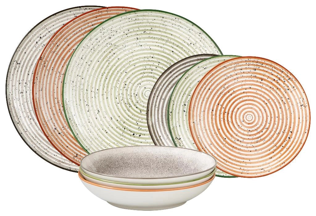 Servizio di Piatti da Tavola in Ceramica Earth Circle 18 Pezzi