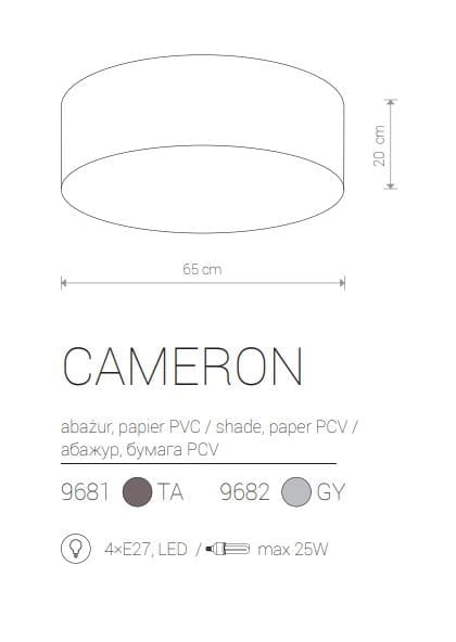 Plafoniera tonda Nowodvorski Cameron grigia 64cm 4xE27 LED