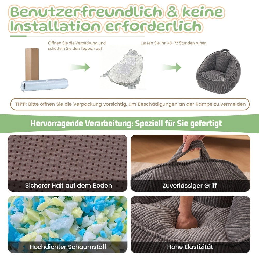 Sacco da seduta ¨C Minimal ¨C grigio chiaro velluto imbottito