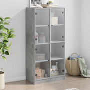 Credenza con Ante Grigio Cemento 68x37x142 cm Legno Multistrato 487610