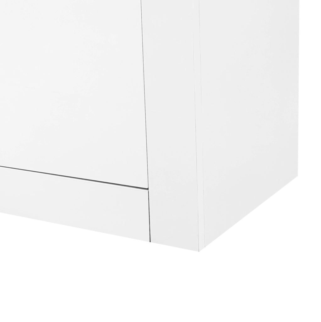 Mobile TV moderno lucido 160x35x60 cm bianco con LED; 3 vani aperti; 2 porte e 2 cassetti