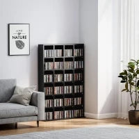Mobile Porta CD con Ripiani Regolabili per 456 CD o 336 DVD, 24 Scomparti, 89x20x130.5 cm, Nero