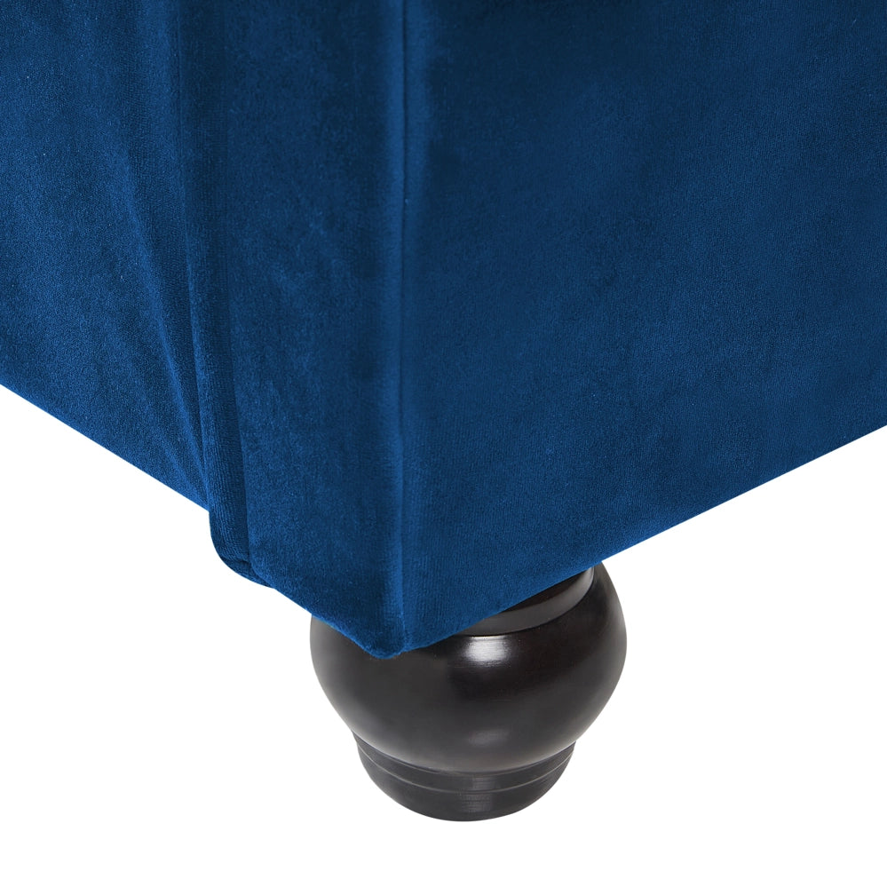 Letto ad acqua in velluto blu marino 160 x 200 cm con testiera trapuntata glamour