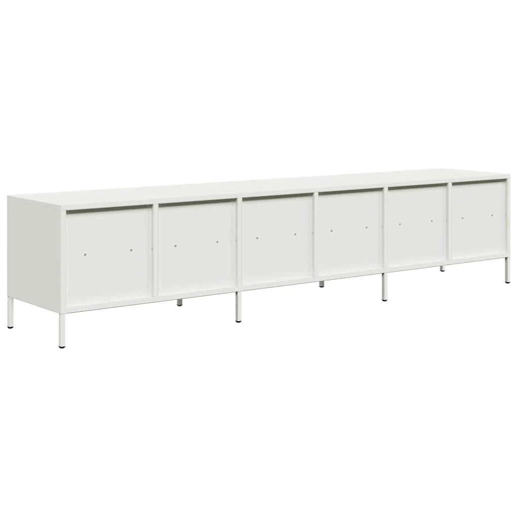 Mobile porta TV moderno con ampio spazio contenitivo 202 x 39 x 43,5 cm acciaio laminato a freddo bianco 02_0055637
