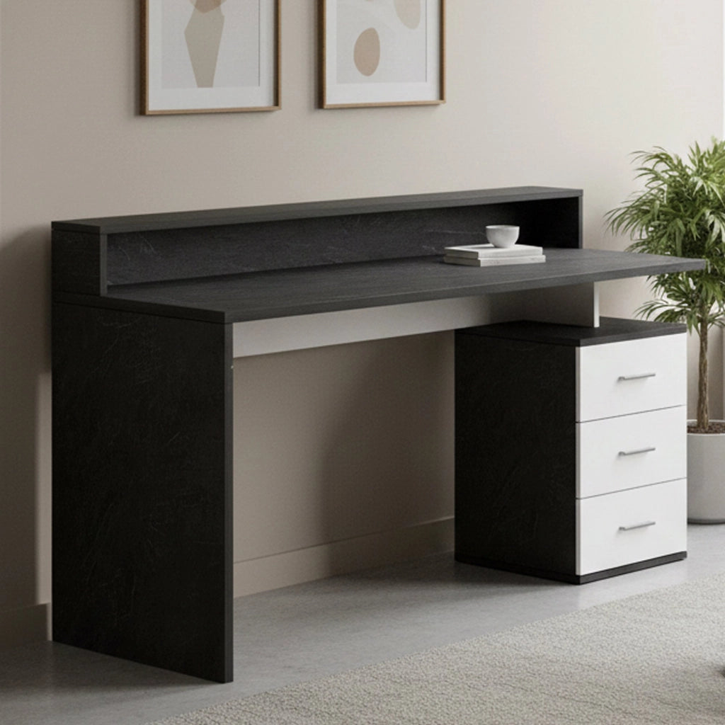 Flaminia, Scrivania un Ripiano Made in Italy, 160x90x60h cm Grigio Ardesia