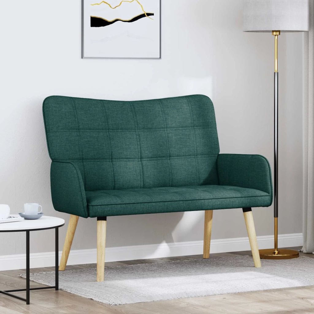 Sofa a Due Posti Verde Scuro 115 x 61 x 87 cm Tessuto