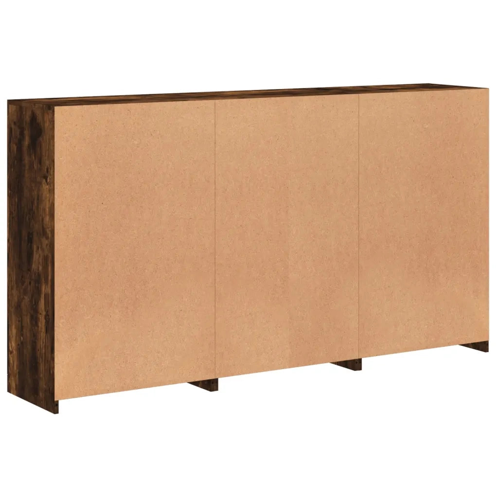 Credenza con Luci LED-Buffet-Armadio da cucina Rovere Fumo 181,5x37x100 cm 618501