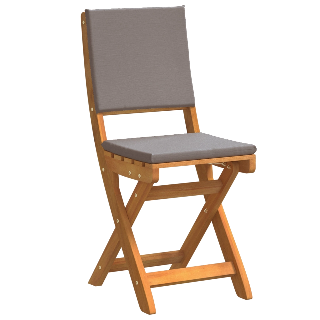 Set Bistro Pieghevole da 3 Pezzi con Cuscini in Legno Massiccio di Acacia