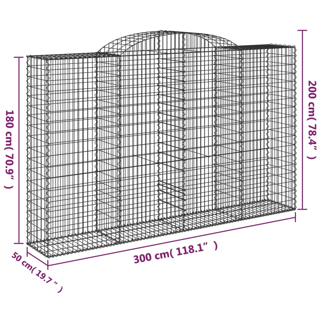 Cesti Gabbioni ad Arco 9 pz 300x50x180/200 cm Ferro Zincato 3146780