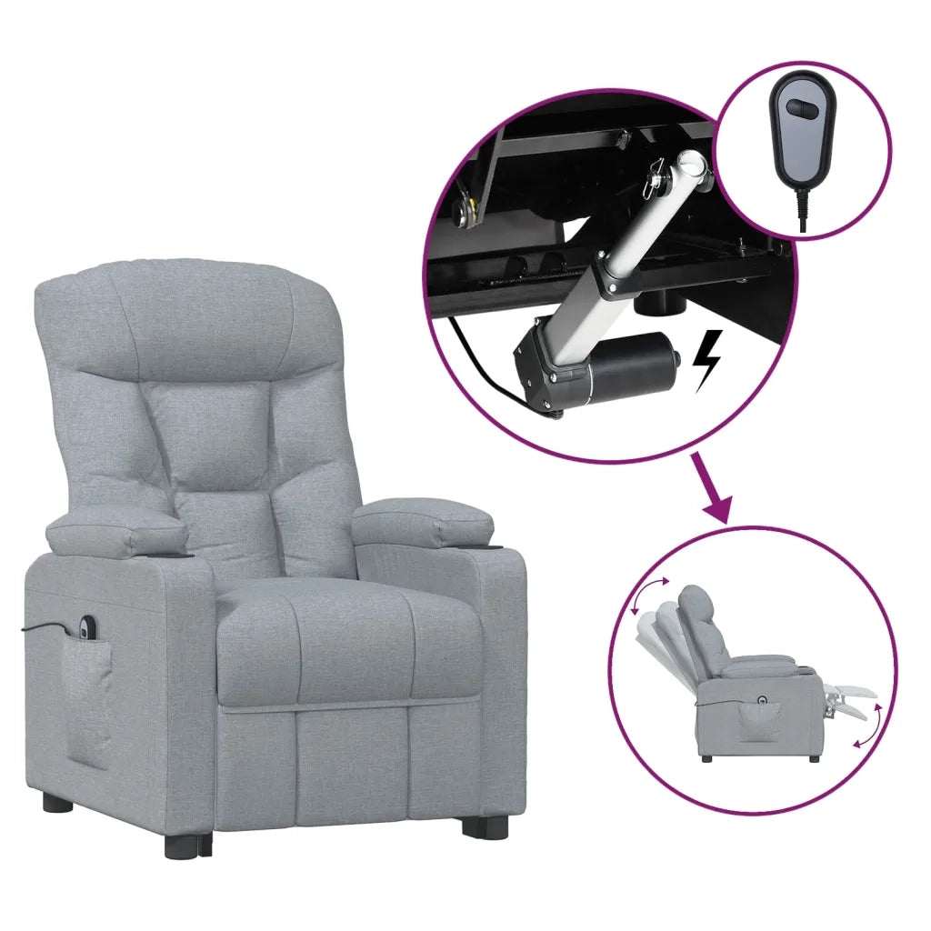 Poltrona Elettrica Reclinabile Grigio Chiaro in Tessuto 3098815